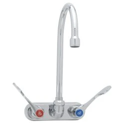 T&S Brass And Bronze Works T&S B-1146-04-CR Wall Mounted Workboard Faucet With 4" Centers, 5 3/4" Gooseneck Spout, 2.2 GPM Aerator, Cerama Cartridges, And Wrist Handles -T&S Brass Shop 1606899