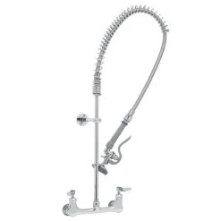 T&S Brass And Bronze Works T&S B-0133-CR-B-SWV EasyInstall Wall Mounted Pre-Rinse Faucet With 8" Centers, 1.15 GPM Spray Valve, Cerama Cartridges, And Lever Handles -T&S Brass Shop 1607199