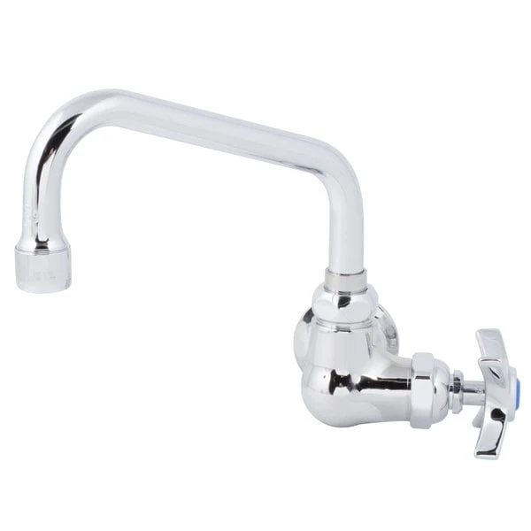 T&S Brass And Bronze Works T&S B-0212-F05 Wall Mounted Single Hole Faucet With 6" Swing Spout, .5 GPM Non-Aerated Outlet, Eterna Cartridge, And 4-Arm Handle 4 T&S Brass And Bronze Works T&S B-0212-F05 Wall Mounted Single Hole Faucet With 6" Swing Spout, .5 GPM Non-Aerated Outlet, Eterna Cartridge, And 4-Arm Handle - Image 2
