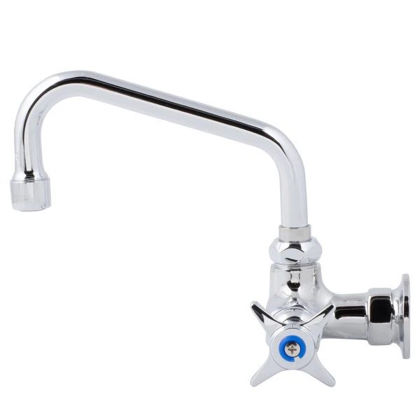 T&S Brass And Bronze Works T&S B-0212-F05 Wall Mounted Single Hole Faucet With 6" Swing Spout, .5 GPM Non-Aerated Outlet, Eterna Cartridge, And 4-Arm Handle 6 T&S Brass And Bronze Works T&S B-0212-F05 Wall Mounted Single Hole Faucet With 6" Swing Spout, .5 GPM Non-Aerated Outlet, Eterna Cartridge, And 4-Arm Handle - Image 4