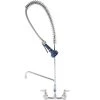T&S Brass And Bronze Works T&S B-0133-A12-B08C EasyInstall Wall Mounted 37 1/2" High Pre-Rinse Faucet With Adjustable 8" Centers, Ergonomic Low Flow Spray Valve, 44" Hose, 12" Add-On Faucet, And 6" Wall Bracket -T&S Brass Shop 1607240