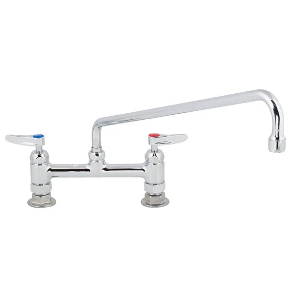 T&S Brass And Bronze Works T&S B-0220-CR Deck Mounted Faucet With 8" Adjustable Centers, 18" Swing Spout, Stream Regulator Outlet, Cerama Cartridges, And Lever Handles 4 T&S Brass And Bronze Works T&S B-0220-CR Deck Mounted Faucet With 8" Adjustable Centers, 18" Swing Spout, Stream Regulator Outlet, Cerama Cartridges, And Lever Handles - Image 2