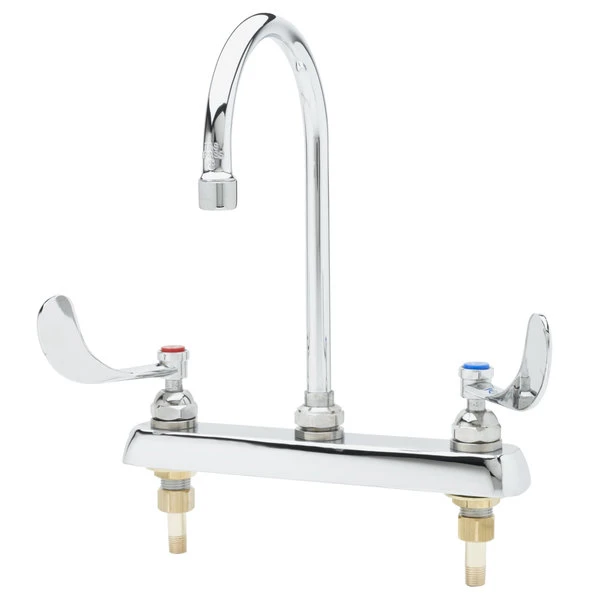 T&S Brass And Bronze Works T&S B-1142-04 Deck Mount Workboard Faucet With 8" Centers, 5 3/4" Gooseneck Spout, Escutcheon, 4" Wrist Action Handles, And Tailpieces 3 T&S Brass And Bronze Works T&S B-1142-04 Deck Mount Workboard Faucet With 8" Centers, 5 3/4" Gooseneck Spout, Escutcheon, 4" Wrist Action Handles, And Tailpieces