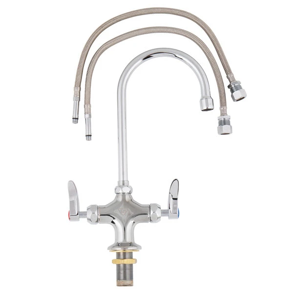 T&S Brass And Bronze Works T&S B-0300-CR Deck Mounted Single Hole Pantry Faucet With Flex Inlets, 5 1/2" Rigid Gooseneck Nozzle, And Cerama Cartridges 3 T&S Brass And Bronze Works T&S B-0300-CR Deck Mounted Single Hole Pantry Faucet With Flex Inlets, 5 1/2" Rigid Gooseneck Nozzle, And Cerama Cartridges