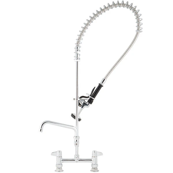 T&S Brass And Bronze Works Equip By T&S 5PR-8D08 Deck Mounted 38 1/4" High Pre-Rinse Faucet With 8" Adjustable Centers, 44" Hose, 8" Add-On Faucet, And 6" Wall Bracket 3 T&S Brass And Bronze Works Equip By T&S 5PR-8D08 Deck Mounted 38 1/4" High Pre-Rinse Faucet With 8" Adjustable Centers, 44" Hose, 8" Add-On Faucet, And 6" Wall Bracket
