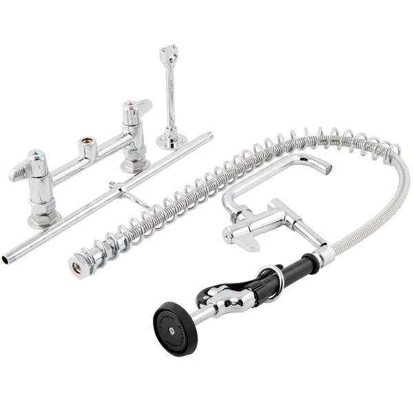 T&S Brass And Bronze Works Equip By T&S 5PR-8D08 Deck Mounted 38 1/4" High Pre-Rinse Faucet With 8" Adjustable Centers, 44" Hose, 8" Add-On Faucet, And 6" Wall Bracket 5 T&S Brass And Bronze Works Equip By T&S 5PR-8D08 Deck Mounted 38 1/4" High Pre-Rinse Faucet With 8" Adjustable Centers, 44" Hose, 8" Add-On Faucet, And 6" Wall Bracket - Image 3