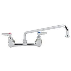 T&S Brass And Bronze Works T&S B-2299-CR Wall Mounted Faucet With 8" Adjustable Centers, 14" Swing Spout, Stream Regulator Outlet, Cerama Cartridges, And Lever Handles -T&S Brass Shop 1612488