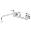 T&S Brass And Bronze Works T&S B-2299-CR Wall Mounted Faucet With 8" Adjustable Centers, 14" Swing Spout, Stream Regulator Outlet, Cerama Cartridges, And Lever Handles