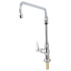 T&S Brass And Bronze Works T&S B-0206-02-CR Deck Mounted Single Hole Faucet With 12" Swing Spout, 7 5/8" Swivel Extension, Stream Regulator Outlet, Cerama Cartridge, And Lever Handle