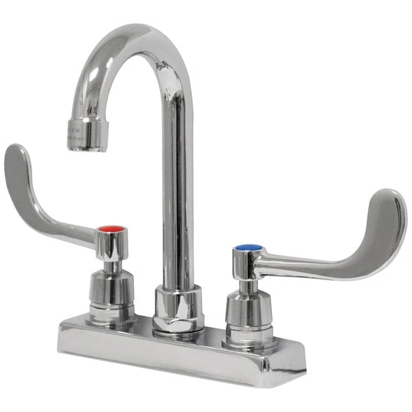 Advance Tabco K-56 Deck Mount 3 1/2" Gooseneck Faucet With Wrist Handles And 4" Centers 3 Advance Tabco K-56 Deck Mount 3 1/2" Gooseneck Faucet With Wrist Handles And 4" Centers