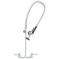 T&S Brass And Bronze Works Equip By T&S 5PR-8WWS00 Wall Mounted 31 1/2" High Pre-Rinse Faucet With 8" Adjustable Centers, Wrist Action Handles, 44" Hose, Supply Inlet Kit, And 6" Wall Bracket -T&S Brass Shop 1614749