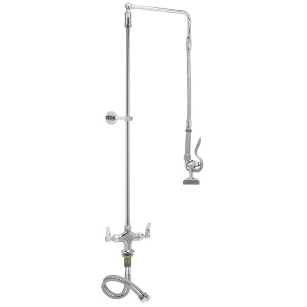T&S Brass And Bronze Works T&S B-0111-B EasyInstall Deck Mounted 38 3/4" High Pre-Rinse Faucet With Flex Inlets, Swivel Arm, 20" Hose, And 6" Wall Bracket 4 T&S Brass And Bronze Works T&S B-0111-B EasyInstall Deck Mounted 38 3/4" High Pre-Rinse Faucet With Flex Inlets, Swivel Arm, 20" Hose, And 6" Wall Bracket - Image 2