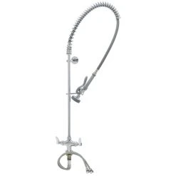 T&S Brass And Bronze Works T&S B-0113-BR EasyInstall Deck Mounted 45" High Pre-Rinse Faucet With Flex Inlets, 44" Hose, And 6" Wall Bracket -T&S Brass Shop 1615064