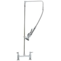 T&S Brass And Bronze Works T&S B-0121 Deck Mounted 38 3/8" High Pre-Rinse Faucet With Adjustable 8" Centers, Swivel Arm, And 20" Hose -T&S Brass Shop 1616062