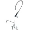 T&S Brass And Bronze Works T&S B-0123-A12-B08C EasyInstall Deck Mounted 46" High Pre-Rinse Faucet With Adjustable 8" Centers, Ergonomic Low Flow Spray Valve, 44" Hose, 12" Add-On Faucet, And 6" Wall Bracket -T&S Brass Shop 1616071