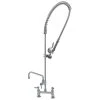 T&S Brass And Bronze Works T&S B-0123-ADF08-B EasyInstall Deck Mounted 49 1/4" High Pre-Rinse Faucet With Adjustable 8" Centers, 44" Hose, 8" Add-On Faucet, And Wall Bracket