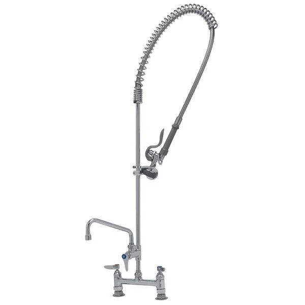 T&S Brass And Bronze Works T&S B-0123-ADF08-B EasyInstall Deck Mounted 49 1/4" High Pre-Rinse Faucet With Adjustable 8" Centers, 44" Hose, 8" Add-On Faucet, And Wall Bracket 3 T&S Brass And Bronze Works T&S B-0123-ADF08-B EasyInstall Deck Mounted 49 1/4" High Pre-Rinse Faucet With Adjustable 8" Centers, 44" Hose, 8" Add-On Faucet, And Wall Bracket