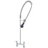 T&S Brass And Bronze Works T&S B-0123-B08 EasyInstall Deck Mounted 41 3/4" High Pre-Rinse Faucet With Adjustable 8" Centers, Ergonomic Spray Valve, 44" Hose, And 6" Wall Bracket