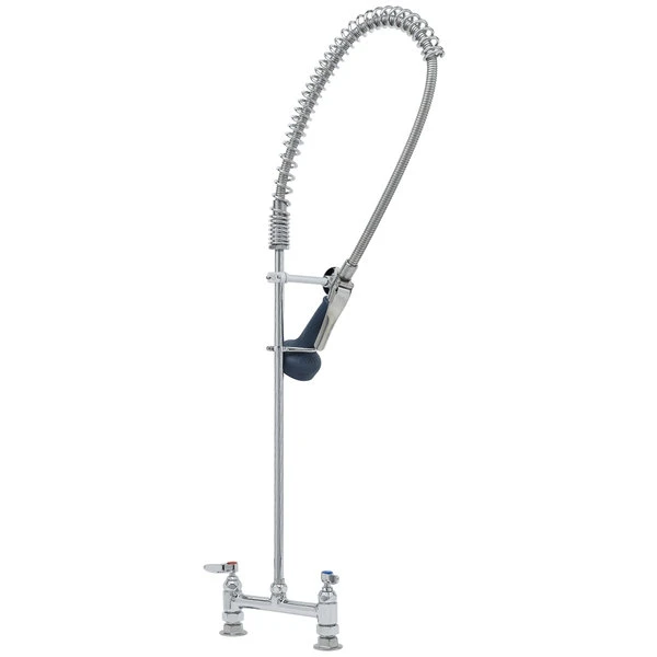 T&S Brass And Bronze Works T&S B-0123-B08 EasyInstall Deck Mounted 41 3/4" High Pre-Rinse Faucet With Adjustable 8" Centers, Ergonomic Spray Valve, 44" Hose, And 6" Wall Bracket 3 T&S Brass And Bronze Works T&S B-0123-B08 EasyInstall Deck Mounted 41 3/4" High Pre-Rinse Faucet With Adjustable 8" Centers, Ergonomic Spray Valve, 44" Hose, And 6" Wall Bracket