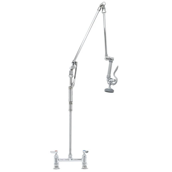 T&S Brass And Bronze Works T&S B-0124 Deck Mounted 41" High Pre-Rinse Faucet With Adjustable 8" Centers, And Roto-Flex Support 4 T&S Brass And Bronze Works T&S B-0124 Deck Mounted 41" High Pre-Rinse Faucet With Adjustable 8" Centers, And Roto-Flex Support - Image 2