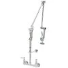 T&S Brass And Bronze Works T&S B-0134 Wall Mounted 40" High Pre-Rinse Faucet With Adjustable 8" Centers And Roto-Flex Support