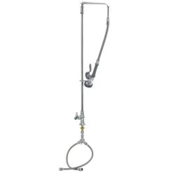 T&S Brass And Bronze Works T&S B-0171 Deck Mounted 39 1/16" High Pre-Rinse Faucet With Flex Inlets, Swivel Arm, And 20" Hose