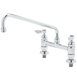 T&S Brass And Bronze Works T&S B-0222-EE Deck Mounted Faucet With 6" Swing Nozzle, 8" Centers, 18.39 GPM Stream Regulator Outlet, Eterna Cartridges, And Lever Handles