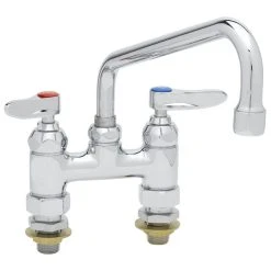 T&S Brass And Bronze Works T&S B-0227-CC Deck Mounted Faucet With 8" Swing Nozzle, 4" Centers, 17.9 GPM Stream Regulator Outlet, Eterna Cartridges, And Lever Handles -T&S Brass Shop 1622496