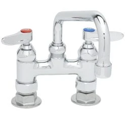 T&S Brass And Bronze Works T&S B-0227-CR Deck Mount Faucet With 4" Adjustable Centers, 8" Swing Nozzle, And Cerama Cartridges -T&S Brass Shop 1622517