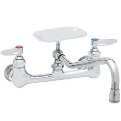 T&S Brass And Bronze Works T&S B-0233-03 Wall Mounted Pantry Faucet With 8" Adjustable Centers, 12" Swing Nozzle, Eterna Cartridges, And Soap Dish -T&S Brass Shop 1622588