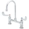T&S Brass And Bronze Works T&S B-0322-04 Deck Mounted Surgical Sink Faucet With 8" Adjustable Centers, 5 1/2" Rigid Gooseneck Spout, And 4" Wrist Action Handles -T&S Brass Shop 1624375