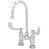 T&S Brass And Bronze Works T&S B-0325-NPL Deck Mount Double Pantry Mixing Faucet With 4" Adjustable Centers, 5 1/2" Gooseneck Spout, Eterna Cartridges, And B-0425 Supply Kits