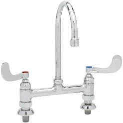 T&S Brass And Bronze Works T&S B-0326 Deck Mounted Faucet With 5 1/2" Gooseneck Nozzle, 4" Adjustable Centers, 17.9 GPM Stream Regulator Outlet, Eterna Cartridges, And Lever Handles -T&S Brass Shop 1624457