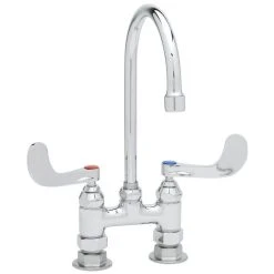 T&S Brass And Bronze Works T&S B-0327 Deck Mounted Faucet With 5 3/4" Gooseneck Nozzle, 8" Centers, 2.2 GPM Aerator, Eterna Cartridges, And Wrist Handles -T&S Brass Shop 1624459