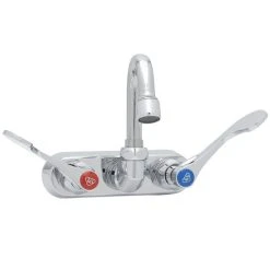 T&S Brass And Bronze Works T&S B-1115-131X-WH4 Wall Mount Workboard Faucet With 4" Centers, 2 15/16" Gooseneck Spout And 4" Wrist Action Handles -T&S Brass Shop 1632779