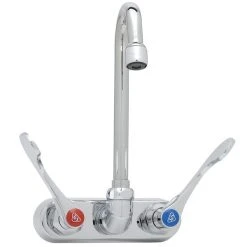 T&S Brass And Bronze Works T&S B-1115-132XN5C4 Wall Mounted Workboard Faucet With 4" Centers, 2 7/8" Gooseneck Spout, .5 GPM Non-Aerated Spray Device, Cerama Cartridges, And Wrist Handles -T&S Brass Shop 1632807