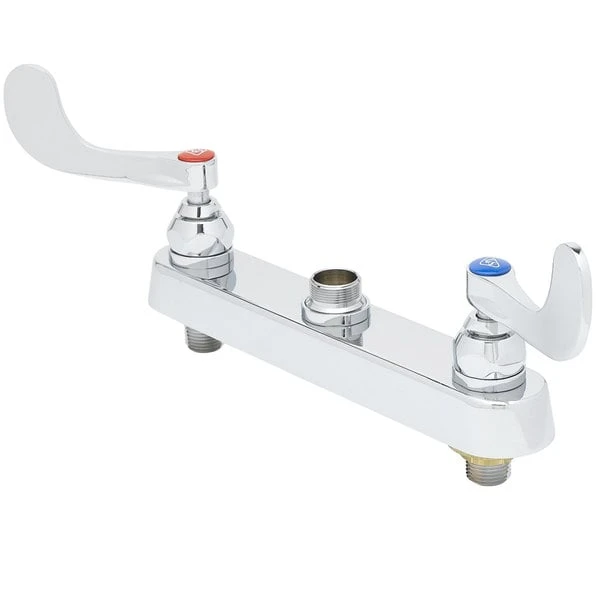 T&S Brass And Bronze Works T&S B-1120-LN-WH4 Deck Mount Workboard Faucet Base With 8" Centers, Escutcheon, 4" Wrist Action Handles, And Tailpieces 3 T&S Brass And Bronze Works T&S B-1120-LN-WH4 Deck Mount Workboard Faucet Base With 8" Centers, Escutcheon, 4" Wrist Action Handles, And Tailpieces