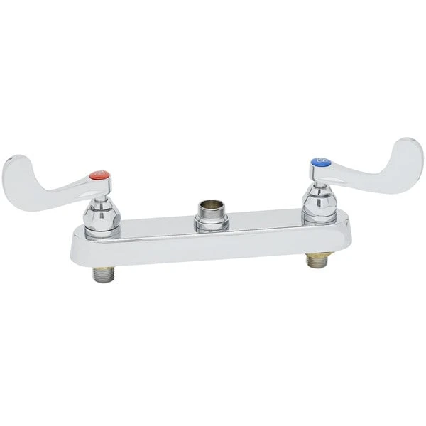 T&S Brass And Bronze Works T&S B-1120-LN-WH4 Deck Mount Workboard Faucet Base With 8" Centers, Escutcheon, 4" Wrist Action Handles, And Tailpieces 4 T&S Brass And Bronze Works T&S B-1120-LN-WH4 Deck Mount Workboard Faucet Base With 8" Centers, Escutcheon, 4" Wrist Action Handles, And Tailpieces - Image 2