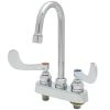 T&S Brass And Bronze Works T&S B-1141-02A-WH4 Deck Mount Workboard Faucet With Wrist Action Handles, 4" Centers, 4 3/8" Gooseneck, Escutcheon And Tailpieces