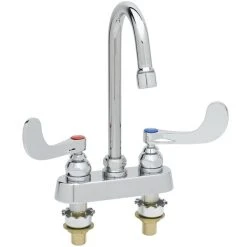 T&S Brass And Bronze Works T&S B-1146-02A-WH4 Wall Mount Workboard Faucet With 4" Centers, 4 3/8" Gooseneck Spout, Escutcheon, Aerator, 4" Wrist Action Handles, And Tailpieces 5 T&S Brass And Bronze Works T&S B-1146-02A-WH4 Wall Mount Workboard Faucet With 4" Centers, 4 3/8" Gooseneck Spout, Escutcheon, Aerator, 4" Wrist Action Handles, And Tailpieces -T&S Brass Shop 1632873
