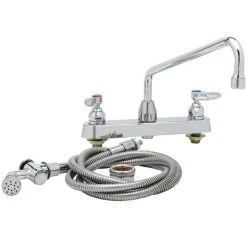 T&S Brass And Bronze Works T&S B-1172-01 Deck Mount Workboard Faucet With 8" Centers, 12" Swing Nozzle, And 002857-40 Spray Valve -T&S Brass Shop 1633319