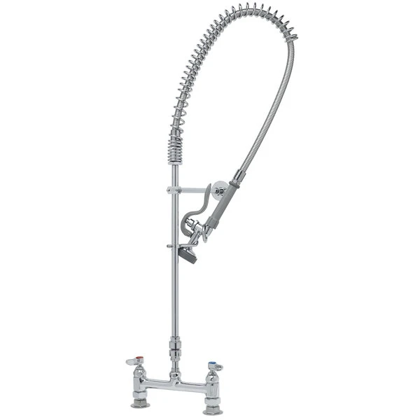 T&S Brass And Bronze Works T&S B-2277 EasyInstall Deck Mounted 39 1/4" High Pre-Rinse Faucet With Adjustable 8" Centers, 44" Hose, 12" Wall Bracket, And Installation Kit 3 T&S Brass And Bronze Works T&S B-2277 EasyInstall Deck Mounted 39 1/4" High Pre-Rinse Faucet With Adjustable 8" Centers, 44" Hose, 12" Wall Bracket, And Installation Kit