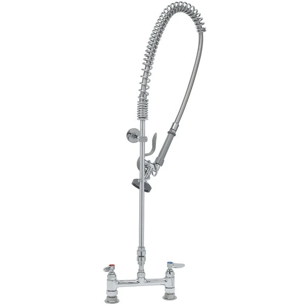 T&S Brass And Bronze Works T&S B-2277 EasyInstall Deck Mounted 39 1/4" High Pre-Rinse Faucet With Adjustable 8" Centers, 44" Hose, 12" Wall Bracket, And Installation Kit 4 T&S Brass And Bronze Works T&S B-2277 EasyInstall Deck Mounted 39 1/4" High Pre-Rinse Faucet With Adjustable 8" Centers, 44" Hose, 12" Wall Bracket, And Installation Kit - Image 2