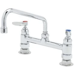 T&S Brass And Bronze Works T&S B-2280-060X Deck Mounted Faucet With 8" Swing Nozzle, 8" Adjustable Centers, 18.39 GPM Stream Regulator Outlet, Eterna Cartridges, And Lever Handles