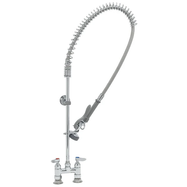 T&S Brass And Bronze Works T&S B-2288 EasyInstall Deck Mounted 45" High Pre-Rinse Faucet With Adjustable 4" Centers, 44" Hose, And 6" Wall Bracket 4 T&S Brass And Bronze Works T&S B-2288 EasyInstall Deck Mounted 45" High Pre-Rinse Faucet With Adjustable 4" Centers, 44" Hose, And 6" Wall Bracket - Image 2