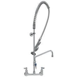 T&S Brass And Bronze Works T&S B-2405 Wall Mounted 37 5/8" High Pre-Rinse Faucet With Adjustable 8" Centers, 44" Hose, 12" Add-On Faucet, And 6" Wall Bracket -T&S Brass Shop 1633602