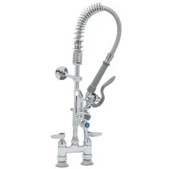 T&S Brass And Bronze Works T&S MPZ-4DLN-06 EasyInstall Deck Mounted 24 5/8" High Mini Pre-Rinse Faucet With Adjustable 4" Centers, 24" Hose, 6" Add-On Faucet, And 6" Wall Bracket -T&S Brass Shop 1634210