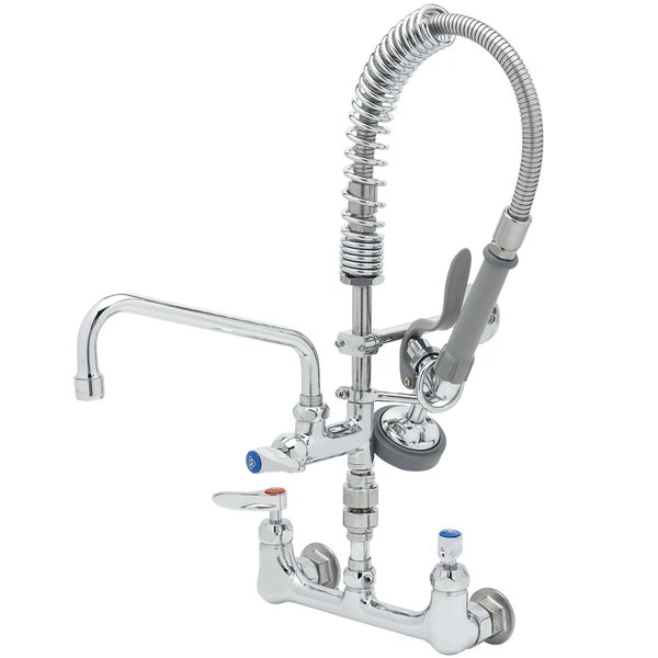 T&S Brass And Bronze Works T&S MPZ-8WLV-08-CR EasyInstall Wall Mounted 21 1/8" High Mini Pre-Rinse Faucet With Adjustable 8" Centers, 24" Hose, 8" Add-On Faucet, Vacuum Breaker, And 6" Wall Bracket 3 T&S Brass And Bronze Works T&S MPZ-8WLV-08-CR EasyInstall Wall Mounted 21 1/8" High Mini Pre-Rinse Faucet With Adjustable 8" Centers, 24" Hose, 8" Add-On Faucet, Vacuum Breaker, And 6" Wall Bracket