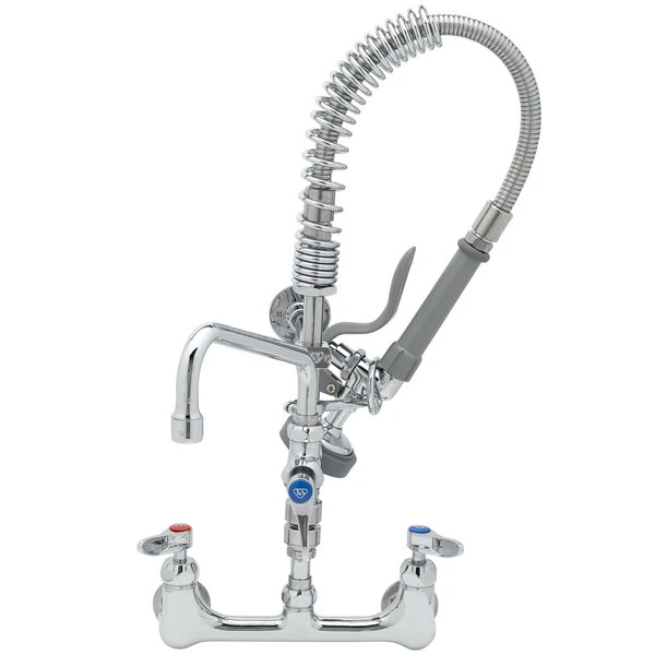 T&S Brass And Bronze Works T&S MPZ-8WLV-08-CR EasyInstall Wall Mounted 21 1/8" High Mini Pre-Rinse Faucet With Adjustable 8" Centers, 24" Hose, 8" Add-On Faucet, Vacuum Breaker, And 6" Wall Bracket 4 T&S Brass And Bronze Works T&S MPZ-8WLV-08-CR EasyInstall Wall Mounted 21 1/8" High Mini Pre-Rinse Faucet With Adjustable 8" Centers, 24" Hose, 8" Add-On Faucet, Vacuum Breaker, And 6" Wall Bracket - Image 2