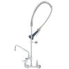 T&S Brass And Bronze Works T&S B-0133-A12-08 EasyInstall Wall Mounted 37 1/2" High Pre-Rinse Faucet With Adjustable 8" Centers, Ergonomic Spray Valve, 44" Hose, And 12" Add-On Faucet -T&S Brass Shop 1634753